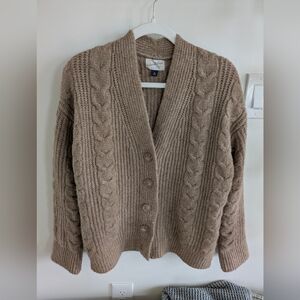 Universal Thread Cable Knit Oversized Cardigan Sweater Light Brown